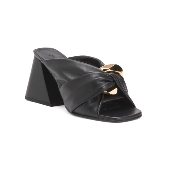 J.W. ANDERSON Black Made In Italy Leather Heeled Sandals - Picture 1 of 2